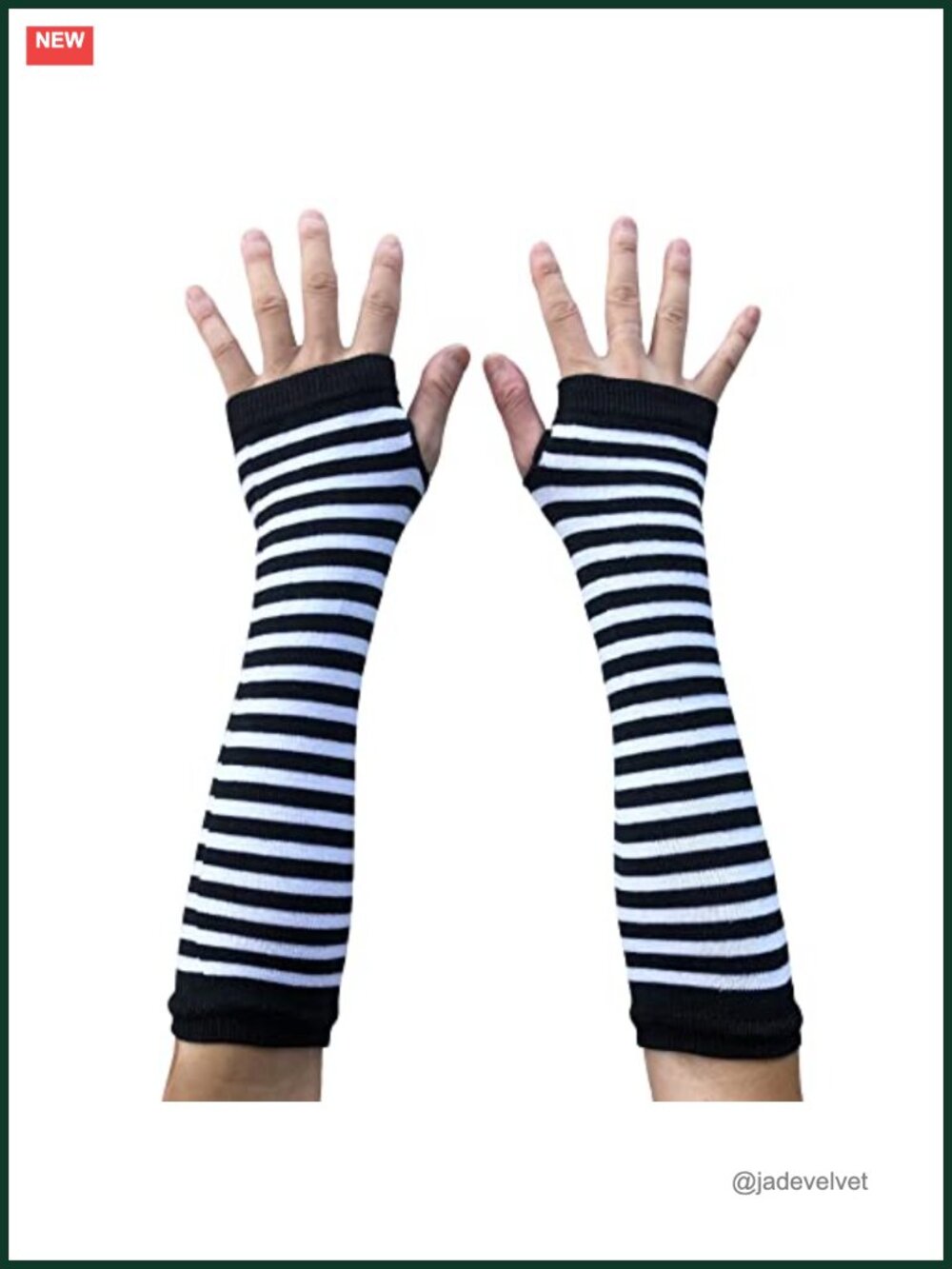Striped Fingerless Knit Arm Warmers Long Gloves for Halloween Costume Cosplay